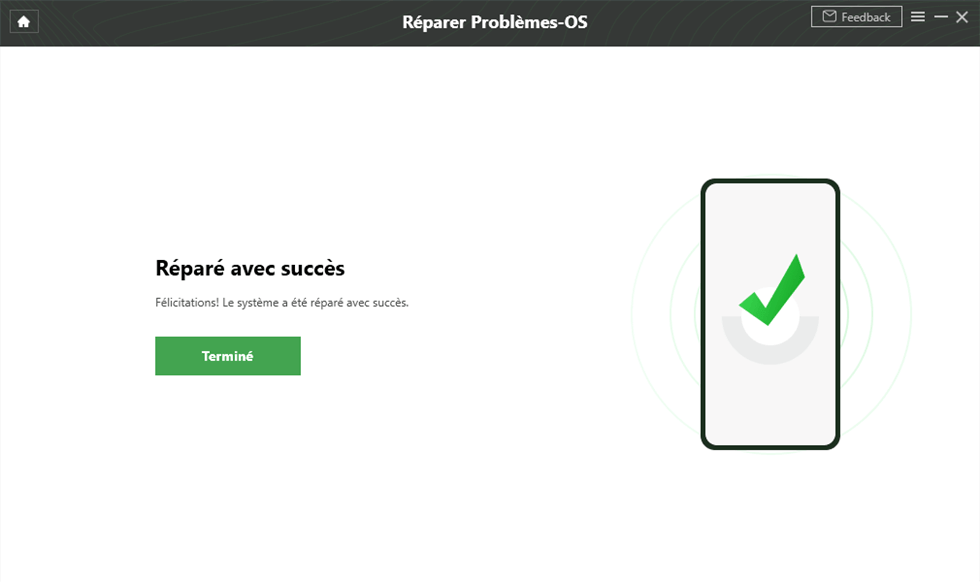 Achèvement du processus de réparation