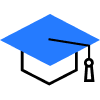 Blue graduation cap with pencil