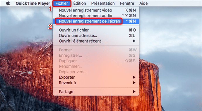 Lancement de la capture d’écran sur Mac
