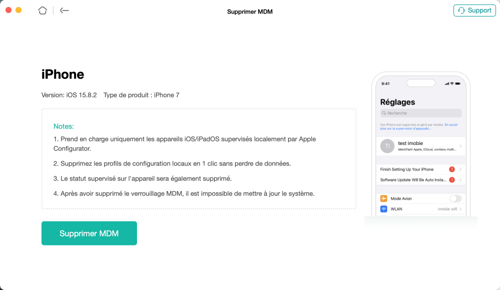 Téléphone avec message à lécran