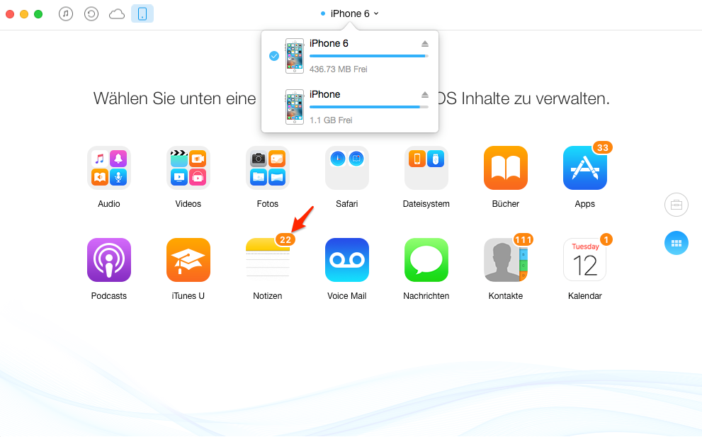 Notizen vom iPhone zum iPhone Ã¼bertragen