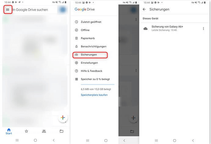 Google Drive Sicherung wiederherstellen über Google