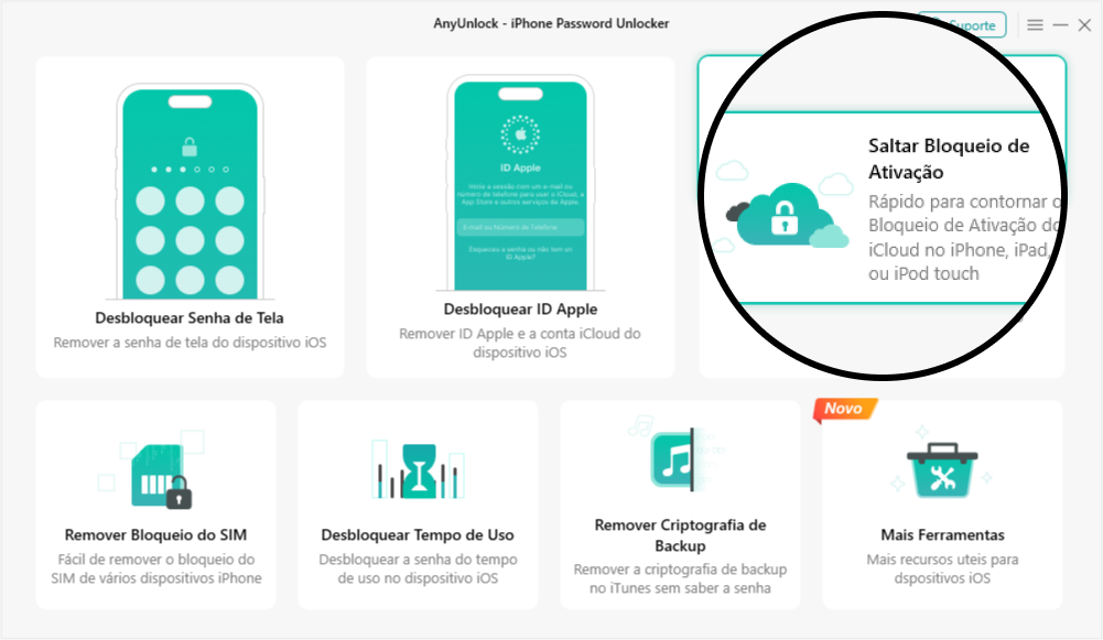 Captura de tela do site com ícones