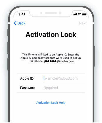 iPhone with activate lock screen open