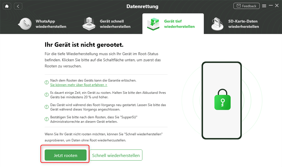 Ihr Geät rooten über DroidKit
