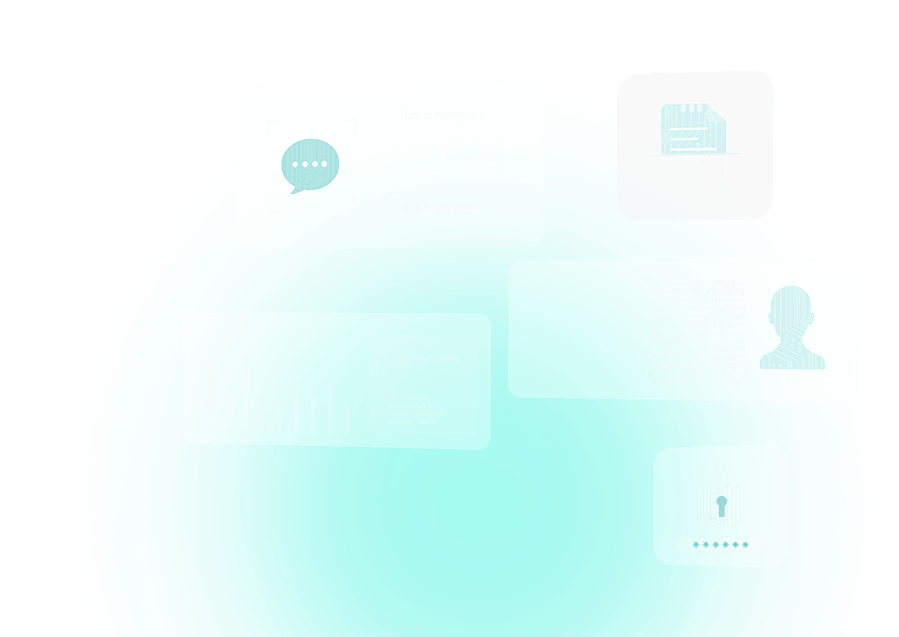 Green circle with icons