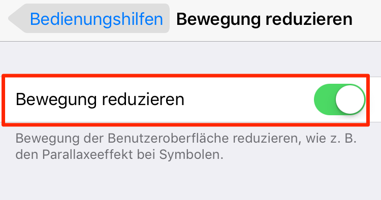 iPhone 6/6s/7/8/X Akku schnell leer: Bewegung reduzieren