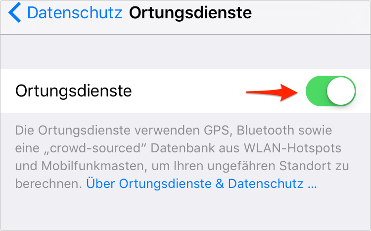iPhone 8 (Plus) Akku sparen: Ortungsdienste deaktivieren