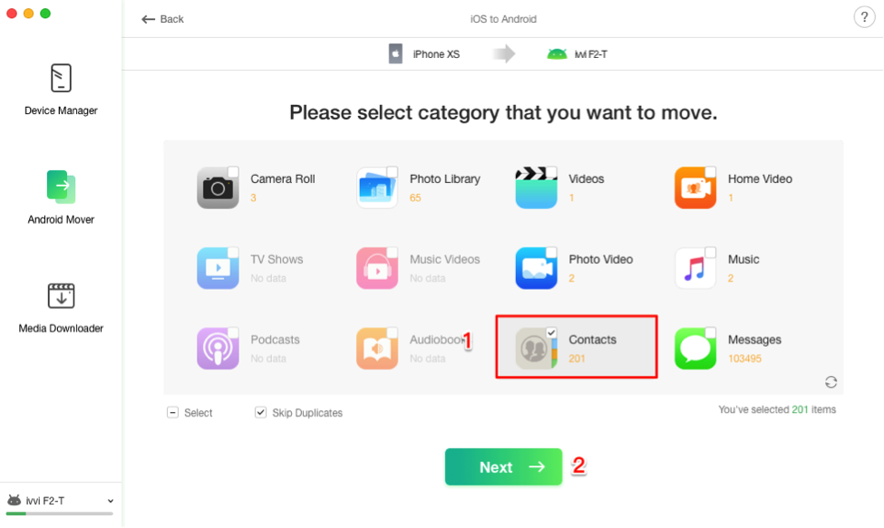 Transfer Contacts from iPhone to Android with AnyTrans – Step 3