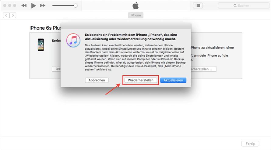 iPhone ist deaktiviert mit iTunes verbinden - wiederherstellen