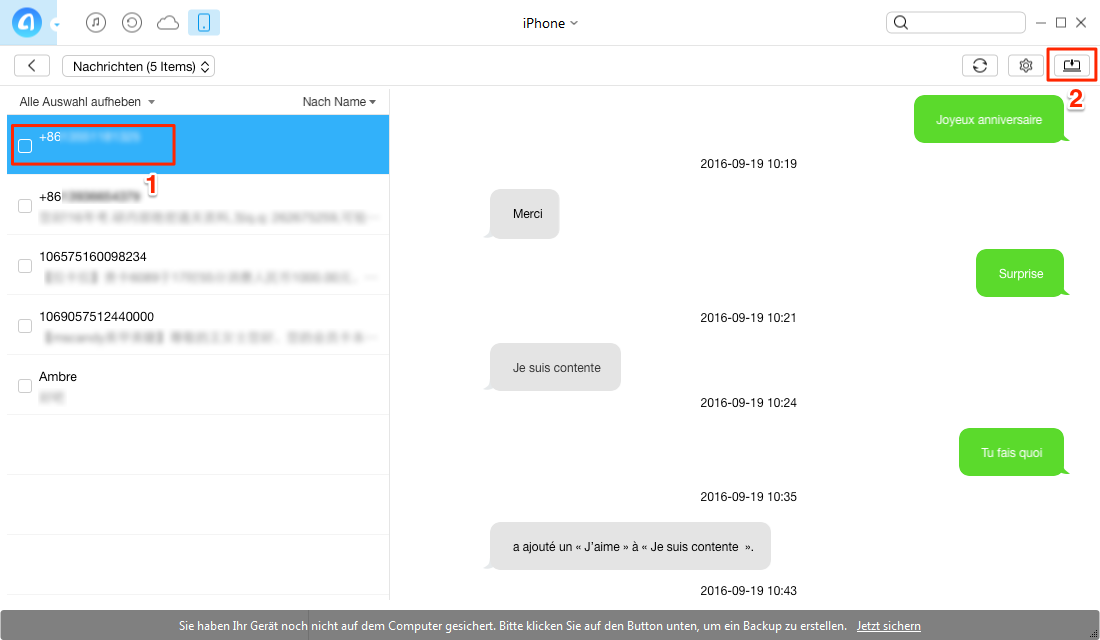 Nachrichten vom iPhone auf Computer Ã¼bertragenâ Schritt 2