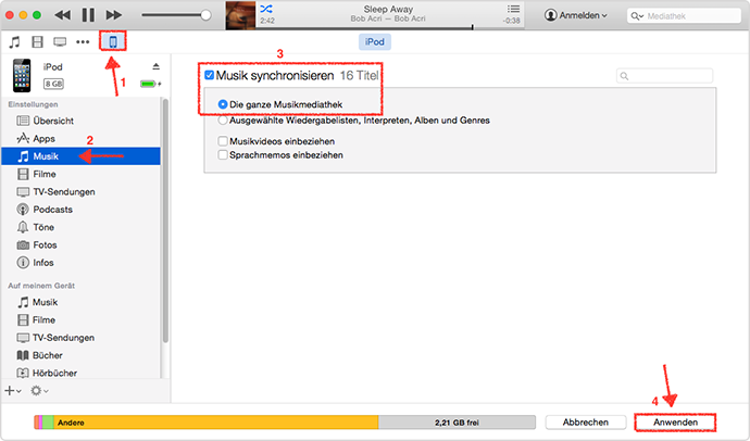 iTunes Musik unmittelbar auf iPod übertragen