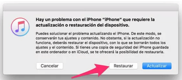 Selecciona la opción de "Restaurar"