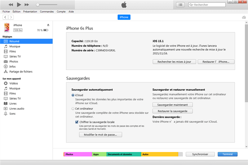 Réinitialiser l'iPhone