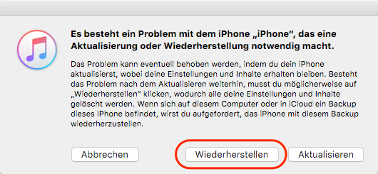 iTunes-Wiederherstellung