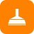 Orange background with broom icon