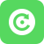 Green and white logo with C