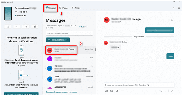 Lire SMS sur PC via lien