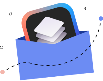 Blue envelope with white square
