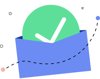 Blue envelope with green checkmark