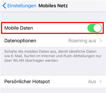 Mobile Daten aktivieren