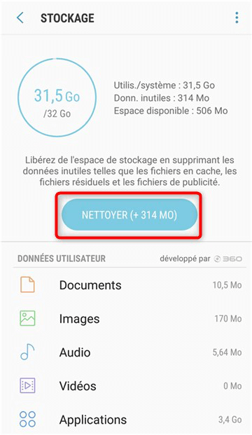 Suppression des cookies via les paramètres
