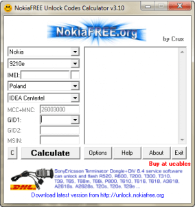 NokiaFREE Unlock Codes Calculator