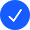 Bouton bleu avec coche blanche