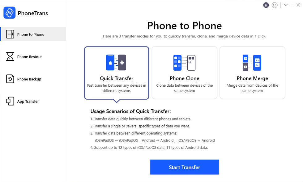 Choose the Quick Transfer Mode