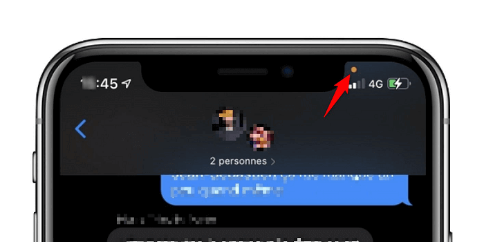 Le point orange sur iOS 14