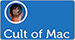 Blue and white Cult of Mac sign