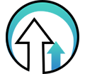 Silhouette of person in blue circle