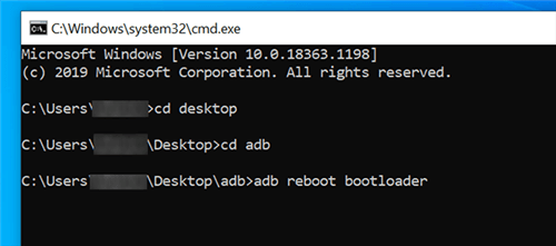 Reboot into the Bootloader Mode with ADB
