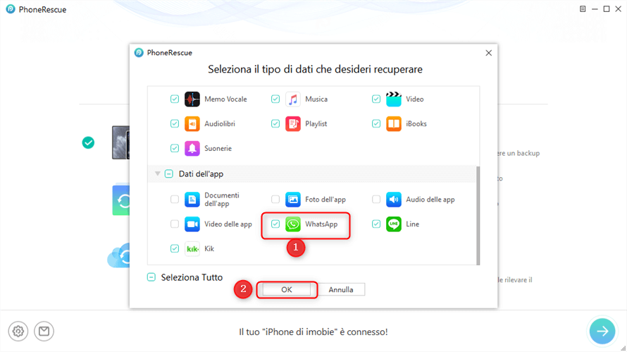 Recupera WhatsApp da iDevice
