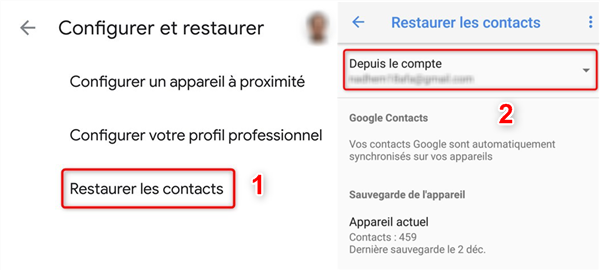 Sélection du compte Google