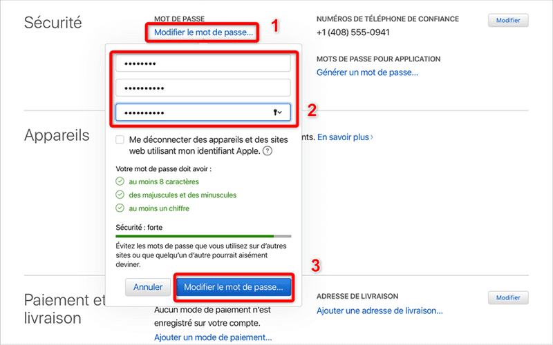 Réinitialiser mot de passe d'Apple ID