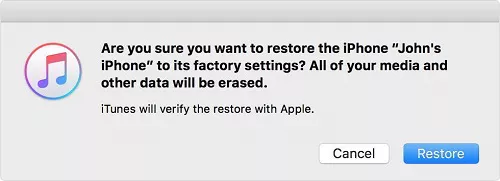 Tap on Restore to proceed