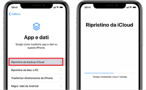 Ripristina iPhone dal backup iCloud