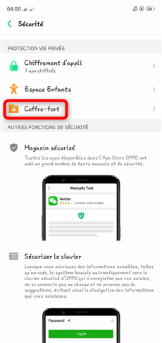 Cliquer sur Coffre-fort