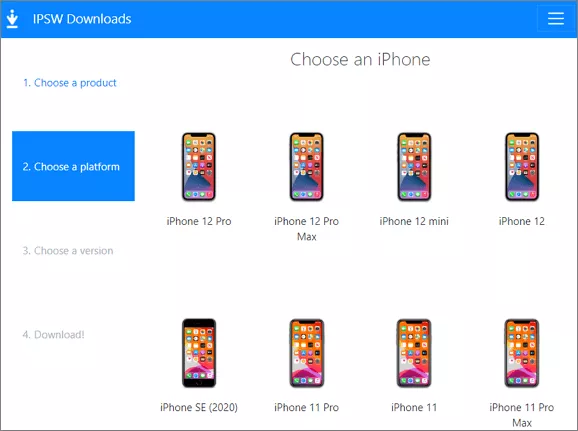 Sélection du modèle et de la version iOS