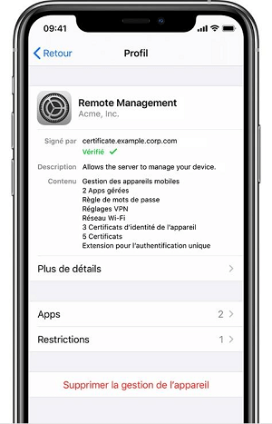 Supprimer la gestion de l’appareil