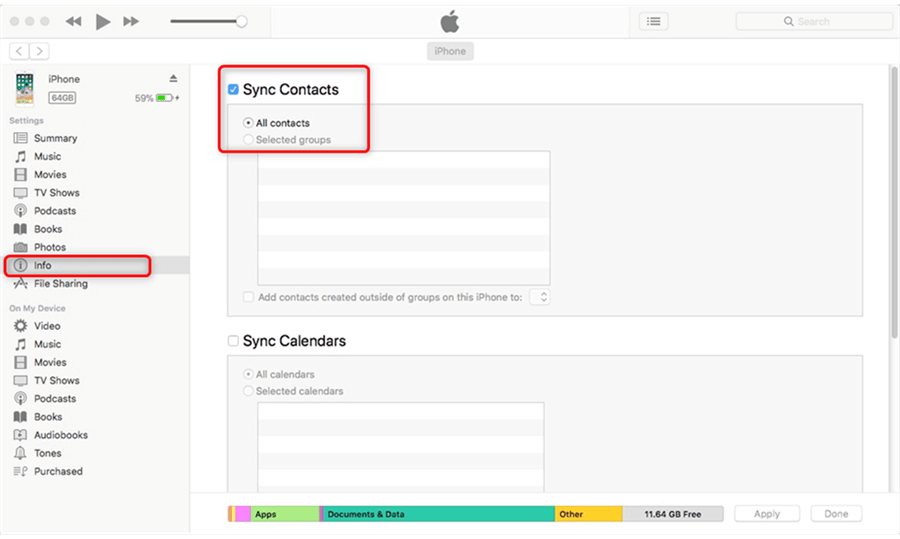 Sync iPhone Contacts to Mac with iTunes
