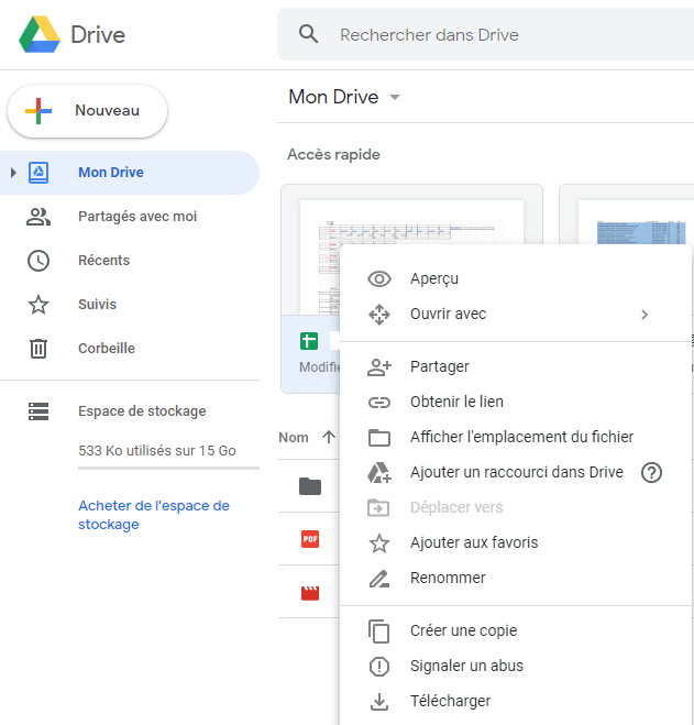 Télécharger données via Google Drive