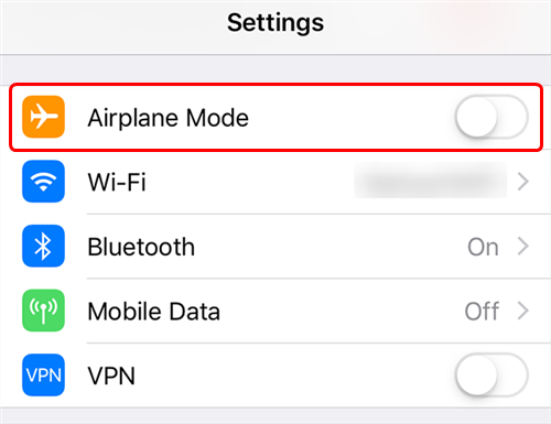 Toggle the Airplane Mode