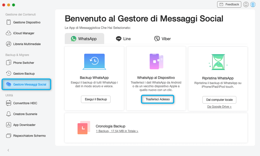 Trasferisci Adesso dei Messaggi Sociali