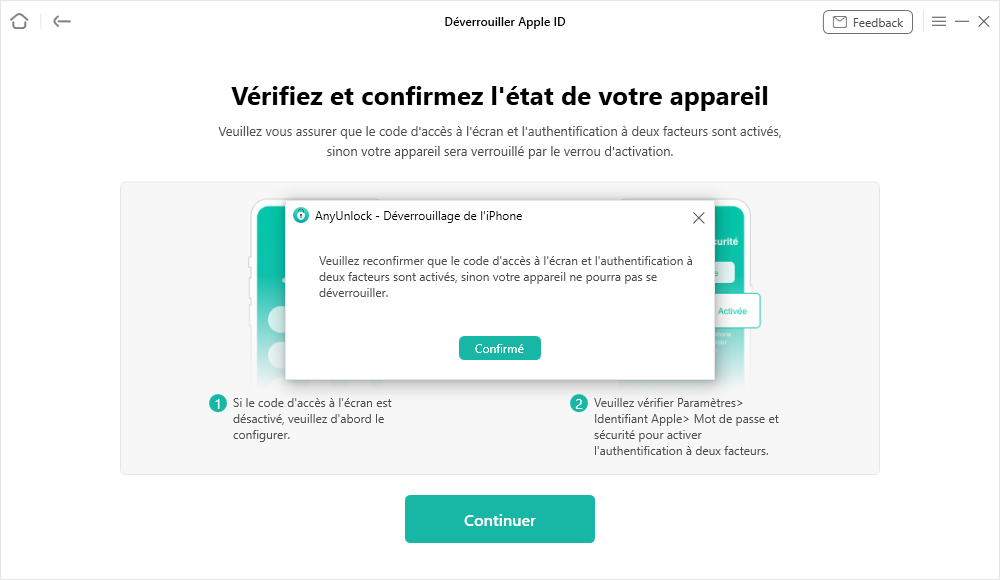 Cliquez sur le bouton Confirmé