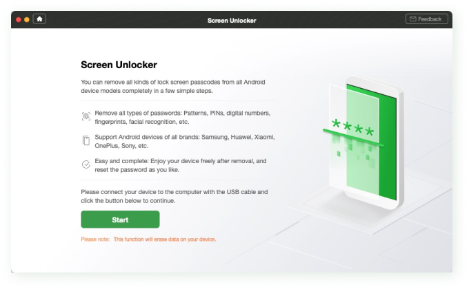 Smartphone with screen unlock screen