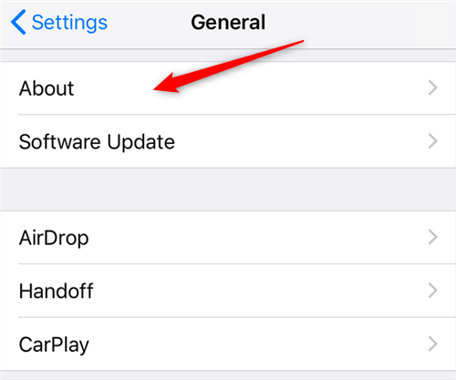 Go to About to Check Carrier Settings Update