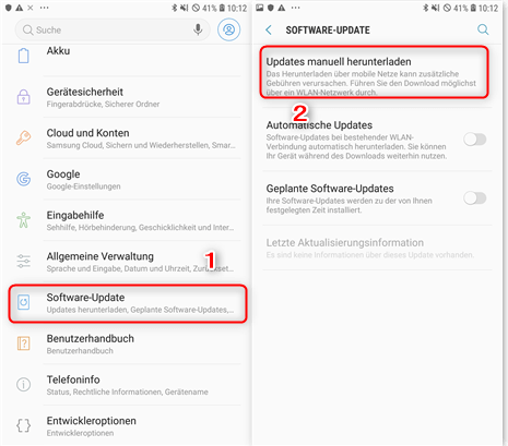 Update manuell durchführen - Samsung