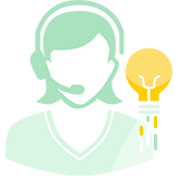 Woman with headset at table